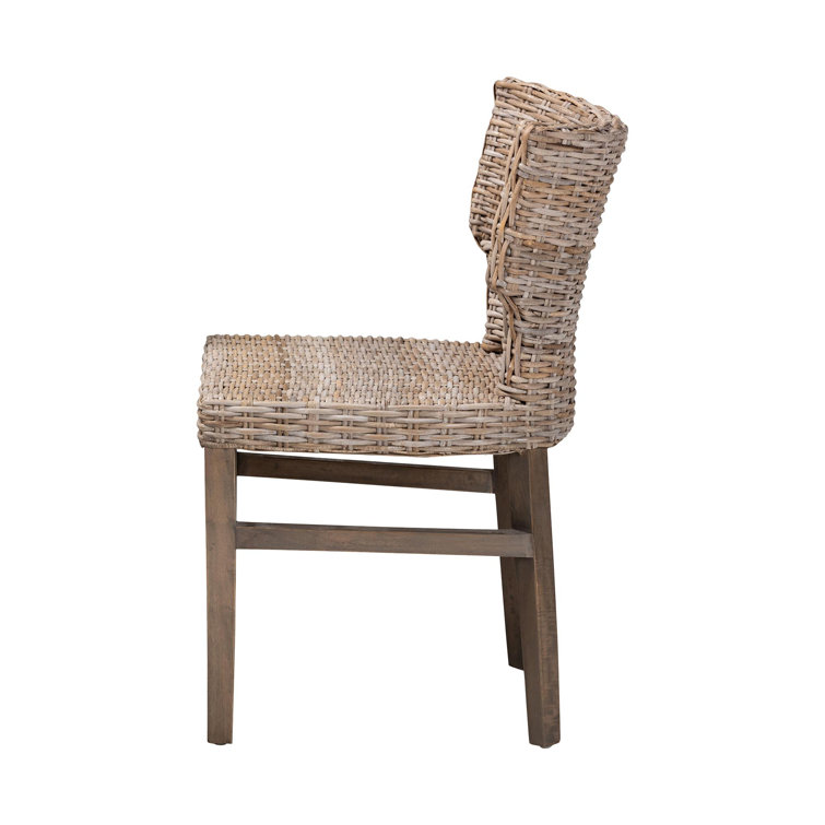 Bohemian Brown Rattan & Mahogany Low Dining Chair Set