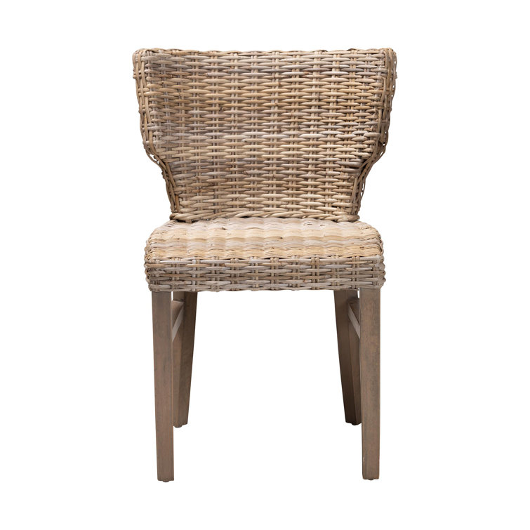 Bohemian Brown Rattan & Mahogany Low Dining Chair Set