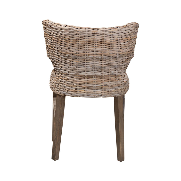Bohemian Brown Rattan & Mahogany Low Dining Chair Set