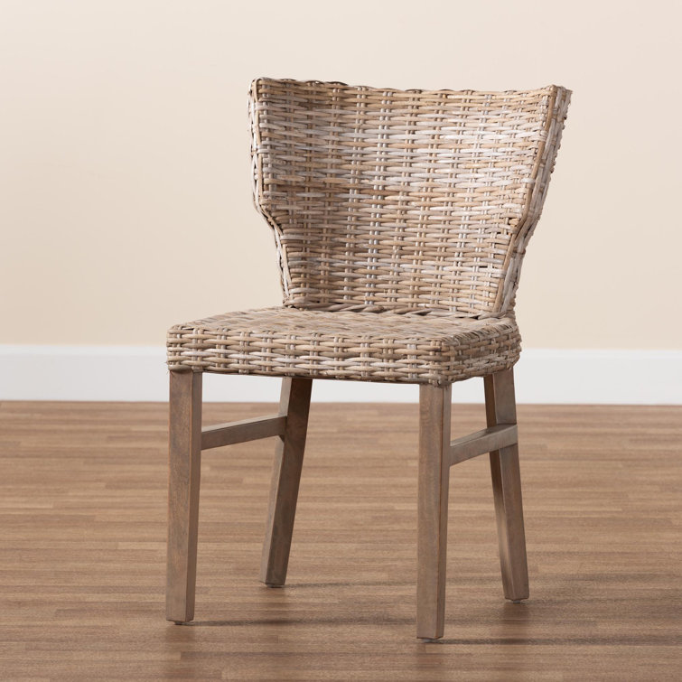 Bohemian Brown Rattan & Mahogany Low Dining Chair Set