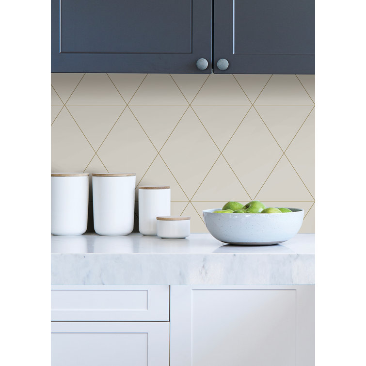 Grey and Gold Geometric Self-Adhesive Vinyl Wallpaper Roll