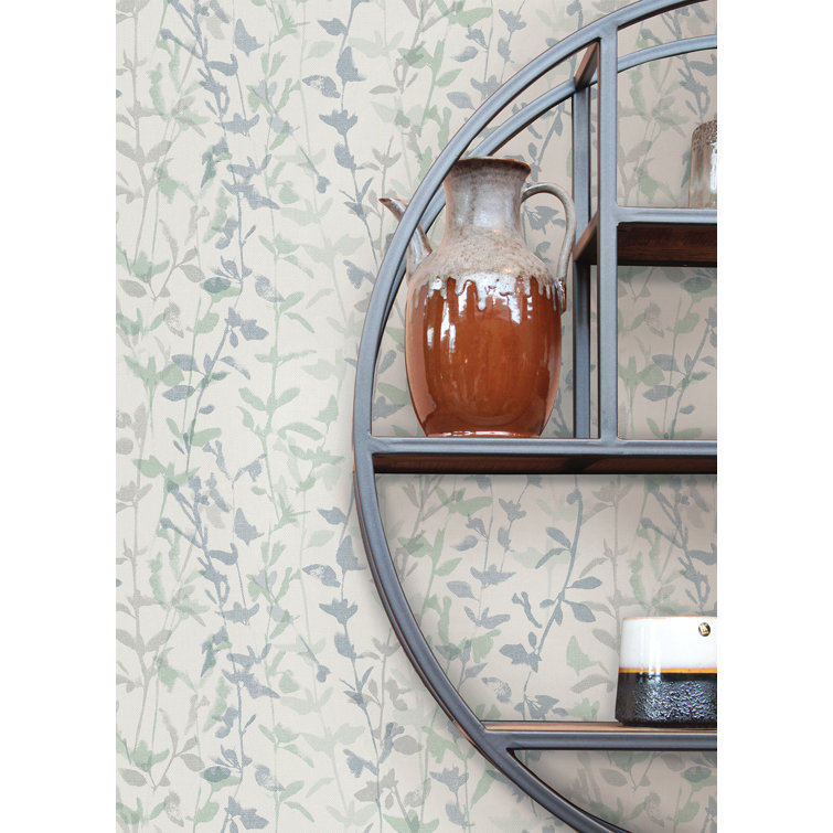 White and Blue Botanical Self-Adhesive Peel and Stick Wallpaper