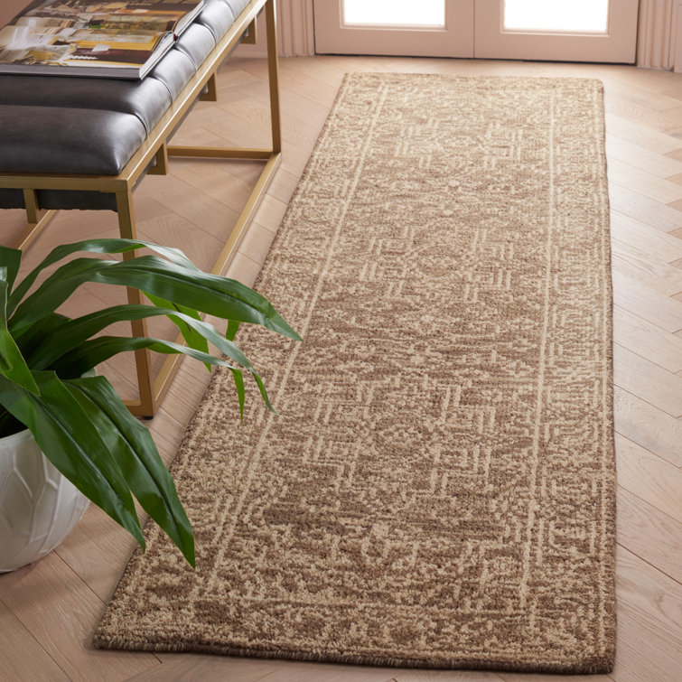 Kenya Tribal Square Hand-Knotted Wool Rug in Brown/Beige
