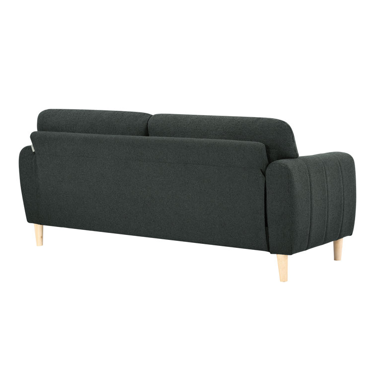 Charcoal Gray Tufted Faux Leather Lawson Sofa with Wood Legs