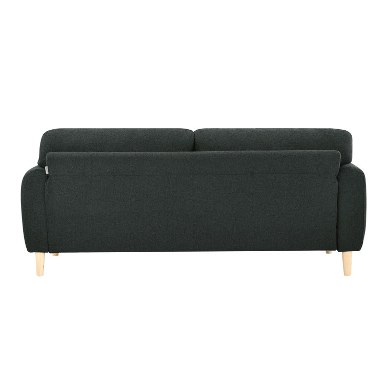 Charcoal Gray Tufted Faux Leather Lawson Sofa with Wood Legs