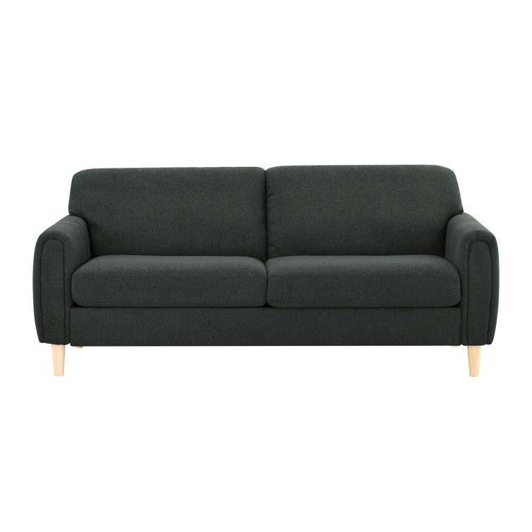 Charcoal Gray Tufted Faux Leather Lawson Sofa with Wood Legs