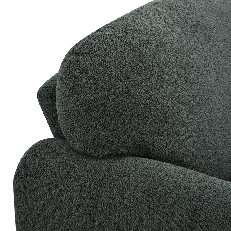Charcoal Gray Tufted Faux Leather Lawson Sofa with Wood Legs