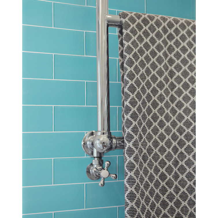 Aqua Blue 4" x 12" Polished Glass Subway Tile