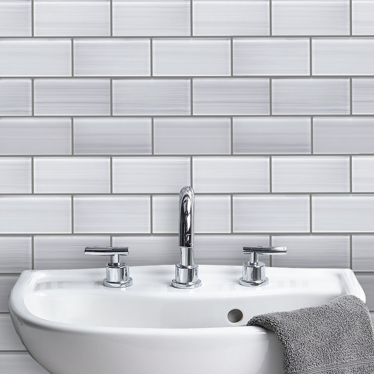 Super White Hand Painted Glass Subway Wall Tile