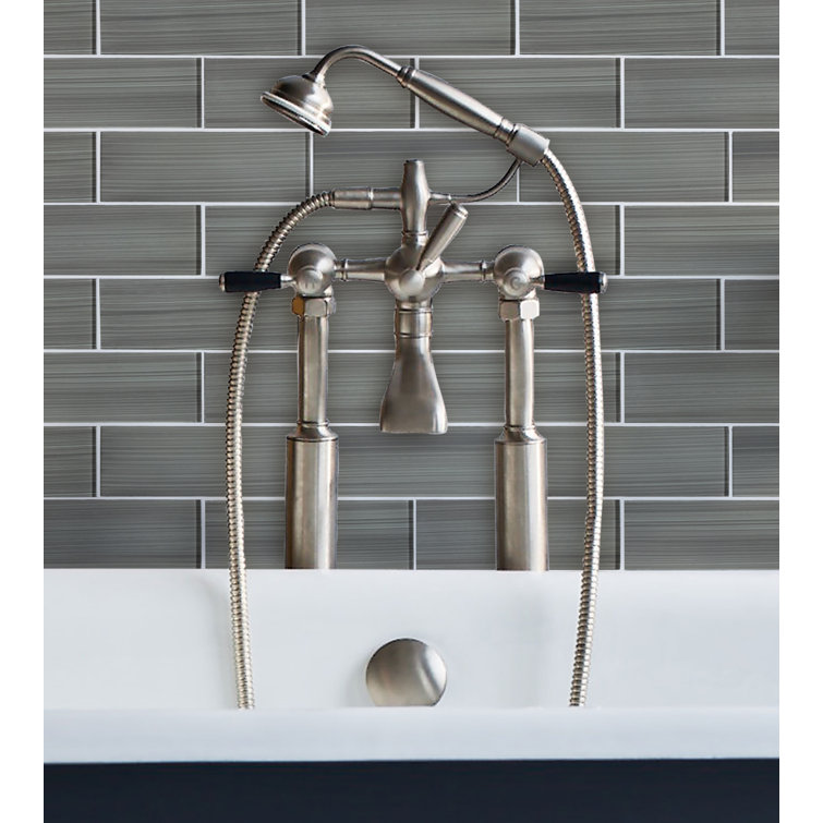 Hand Painted Dark Gray Polished Glass Subway Wall Tile