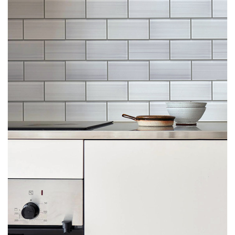 Super White Hand Painted Glass Subway Wall Tile