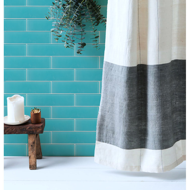 Aqua Blue 3" x 12" Polished Glass Subway Tile