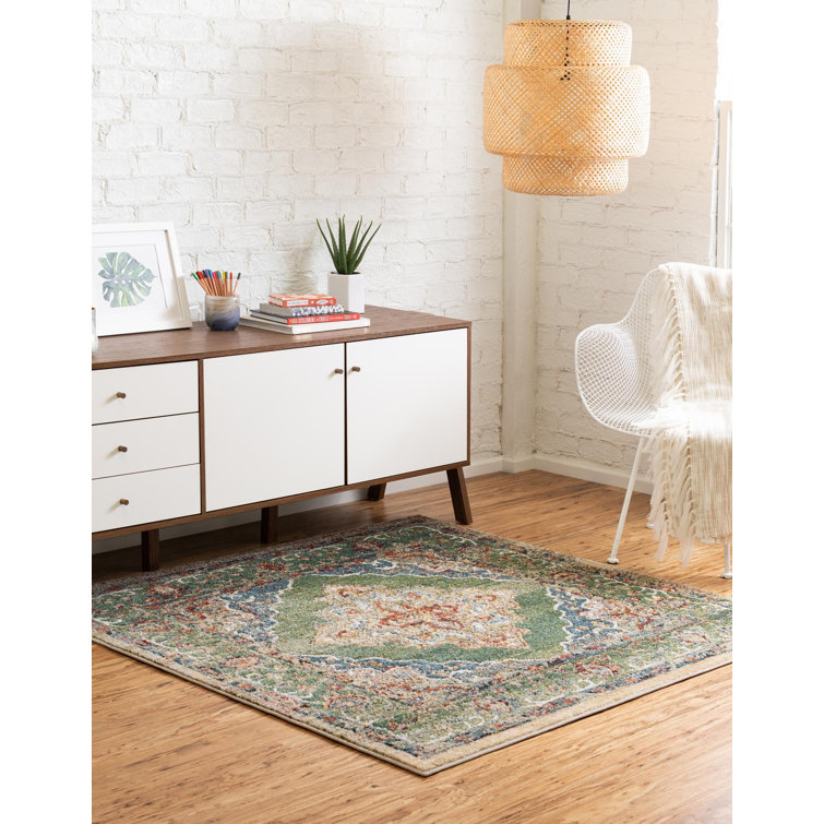 Alresford Green and Beige Oriental Square Rug
