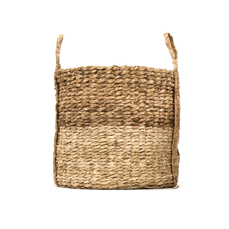 Handmade Dark Brown and Beige Seagrass Round Storage Basket