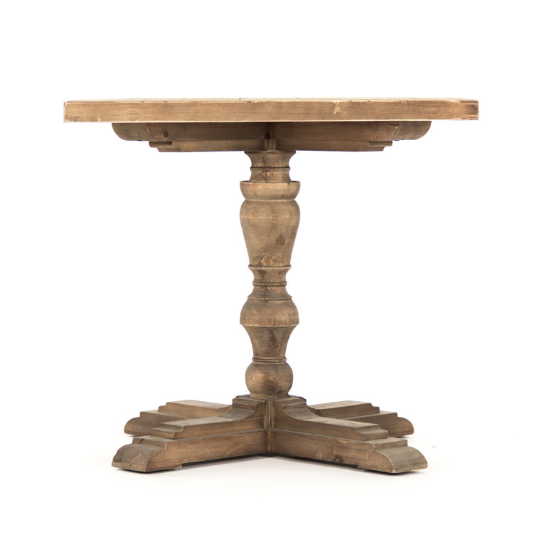 Square Raw Pine Pedestal Coffee Table with Storage