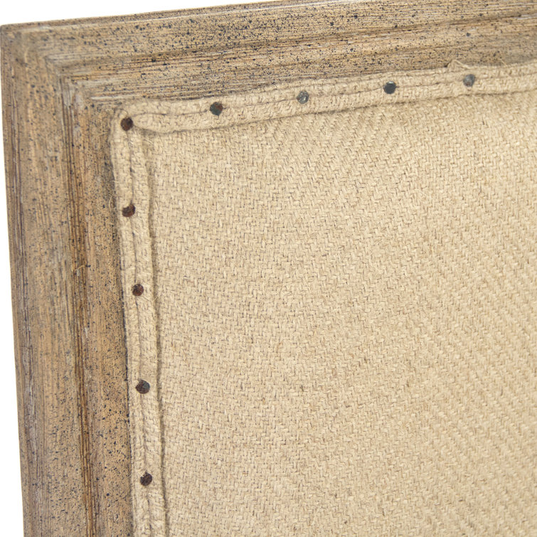 Limed Gray Oak Wood Side Chair with Hemp Upholstery