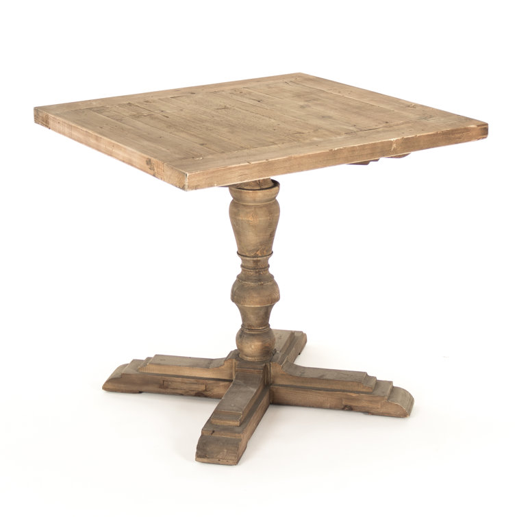 Square Raw Pine Pedestal Coffee Table with Storage