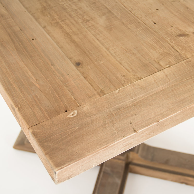 Square Raw Pine Pedestal Coffee Table with Storage