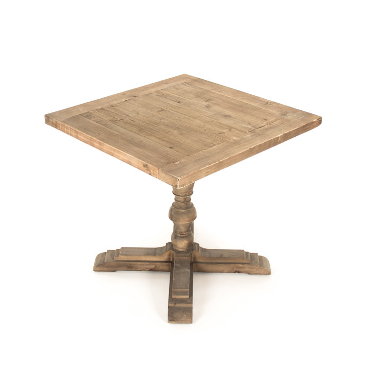 Square Raw Pine Pedestal Coffee Table with Storage