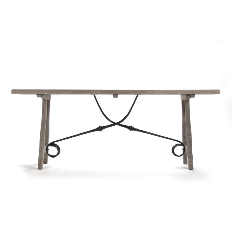 Zurich 88.5'' Dry Natural Elm and Black Metal Console Table