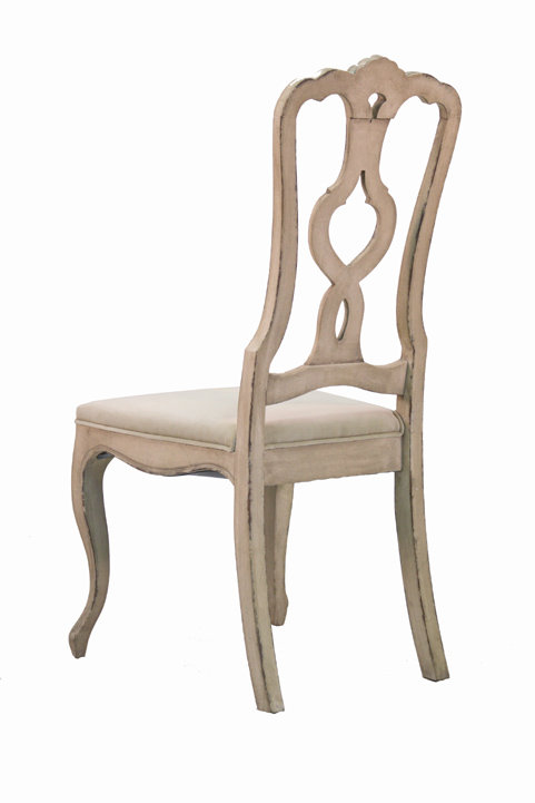 Beige Velvet Birch Wood Queen Anne Side Chair