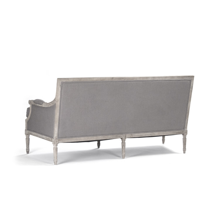 Louis 70'' Grey Linen Upholstered Sofa with Limed Oak Frame