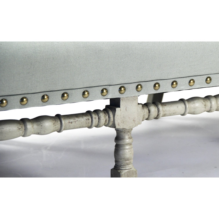 Sage Green Linen Sofa with Nailhead Trim