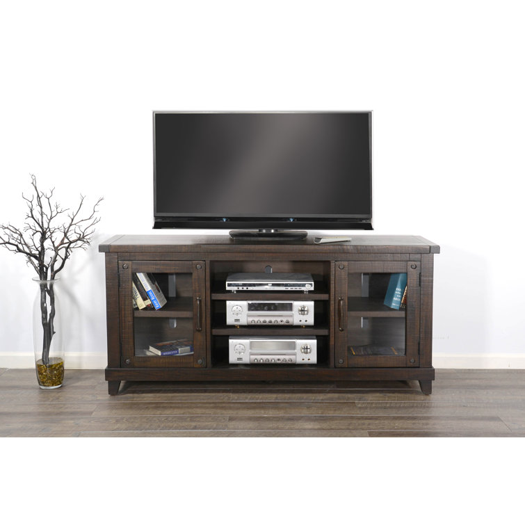 Vivian 64" Raisin Mahogany Media Console with Glass Doors
