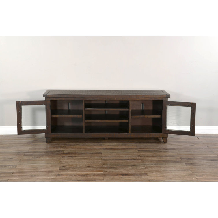 Vivian 64" Raisin Mahogany Media Console with Glass Doors