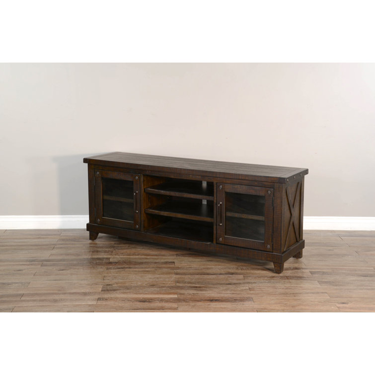 Vivian 64" Raisin Mahogany Media Console with Glass Doors