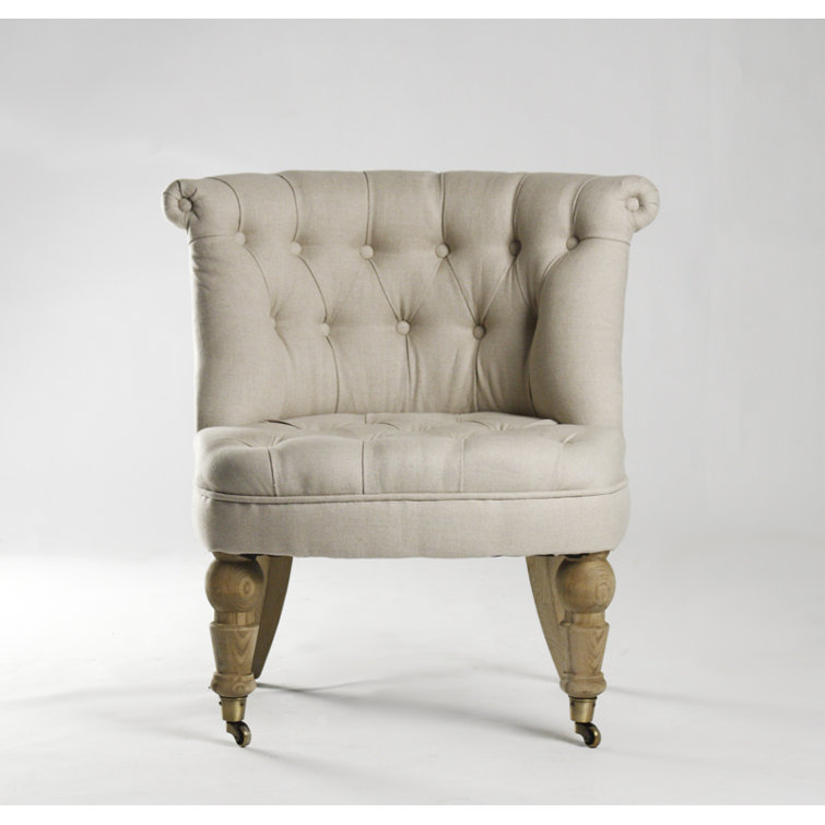 Amelie Natural Oak Slipper Chair with Linen Upholstery