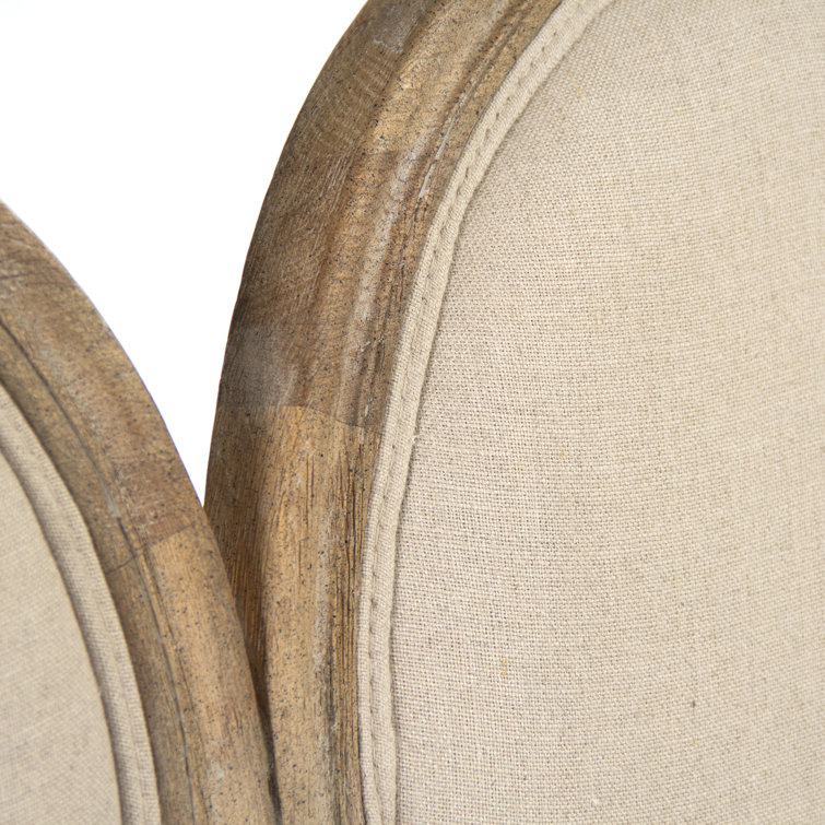 Natural Linen Upholstered Settee with Wood Frame
