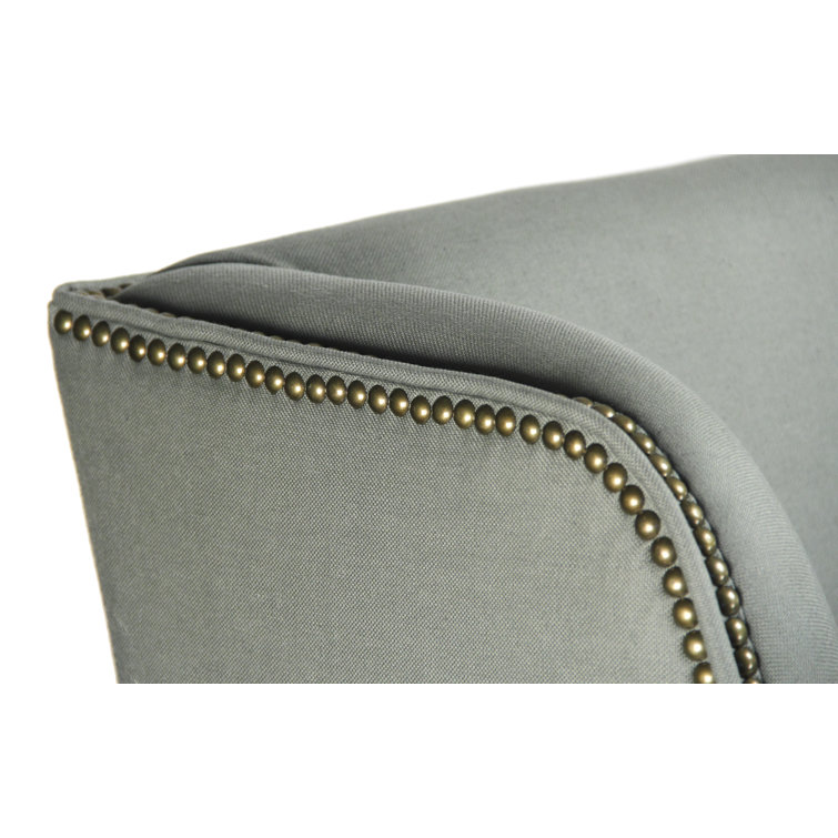 Sage Green Linen Sofa with Nailhead Trim