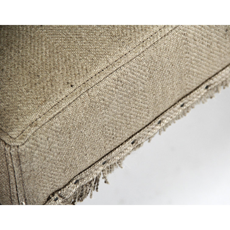Laurent Hemp Linen Upholstered Bench with Limed Grey Oak Legs