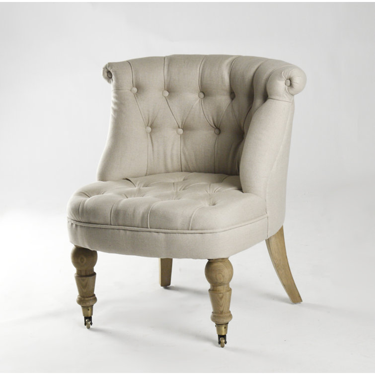 Amelie Natural Oak Slipper Chair with Linen Upholstery