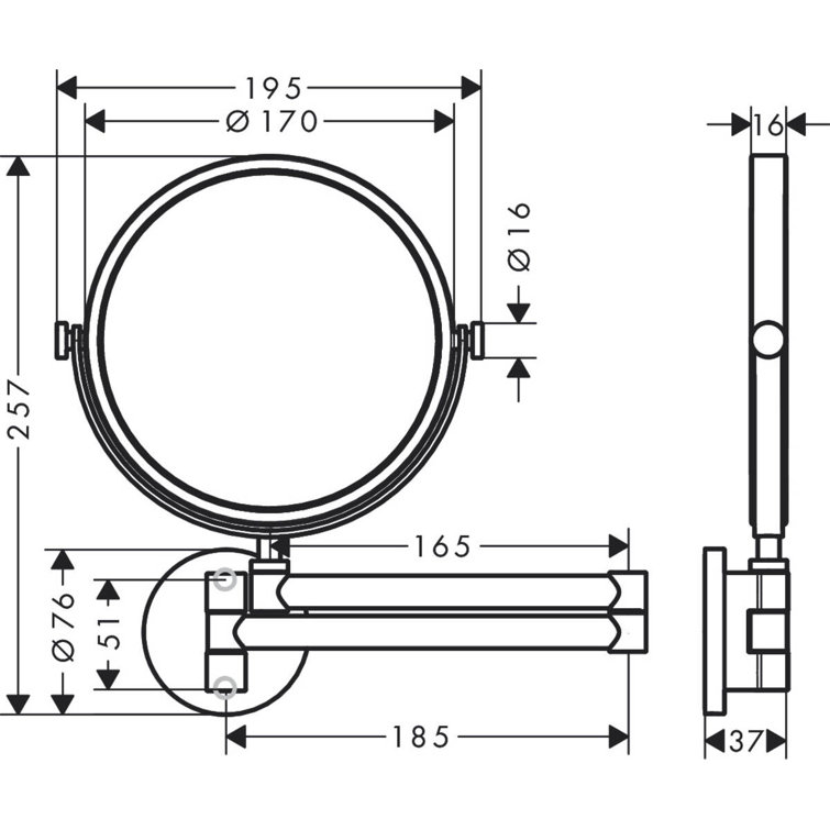 Axor Universal Circular Chrome Wall Mount Shaving Mirror