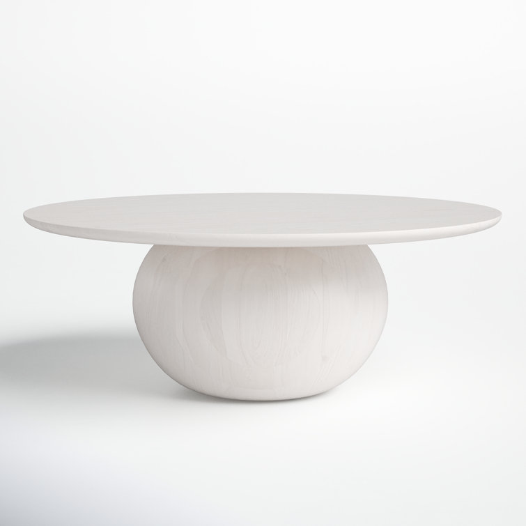White Wash Round Solid Mango Wood Coffee Table