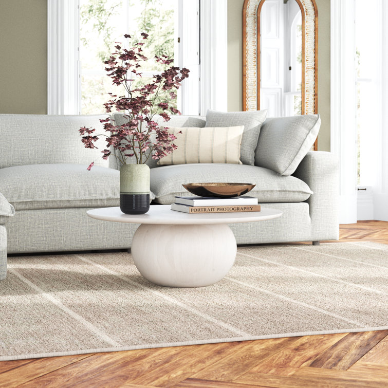 White Wash Round Solid Mango Wood Coffee Table