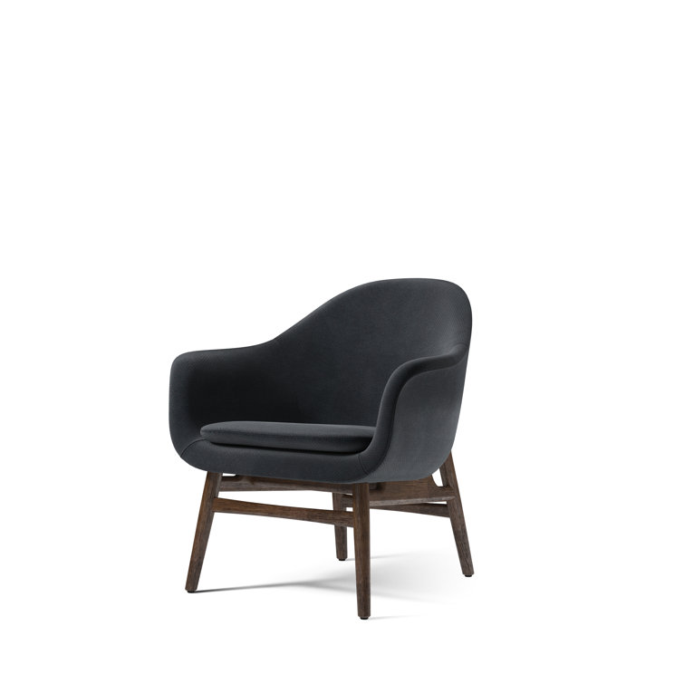 Dark Stained Oak and Steel Swivel Lounge Chair