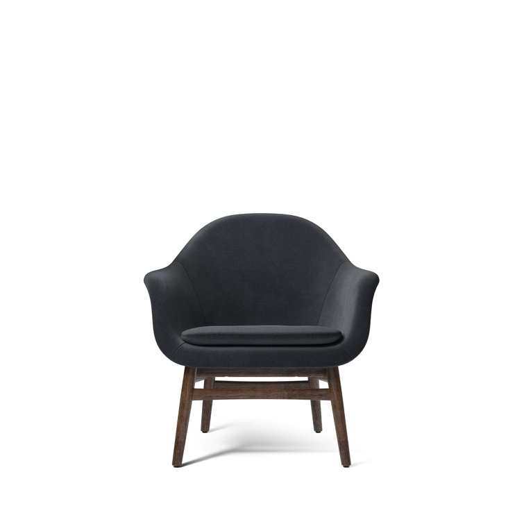 Dark Stained Oak and Steel Swivel Lounge Chair