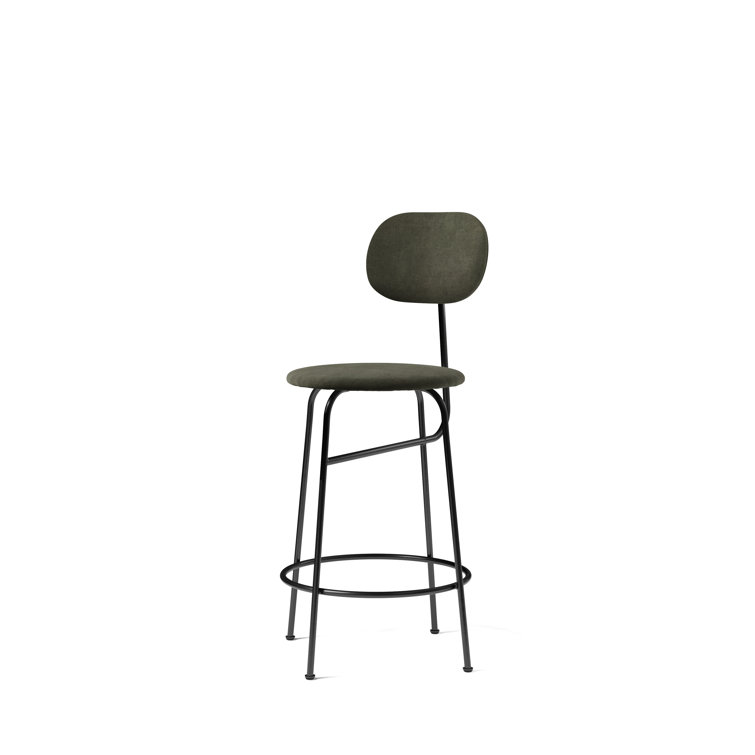 Afteroom Plus Dakar Black Genuine Leather Bar Chair with Steel Frame