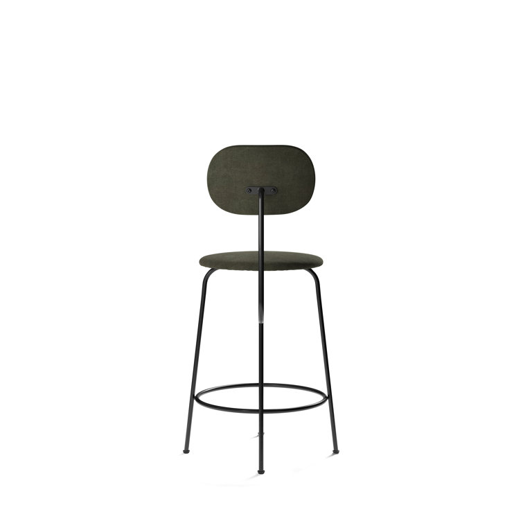Afteroom Plus Dakar Black Genuine Leather Bar Chair with Steel Frame