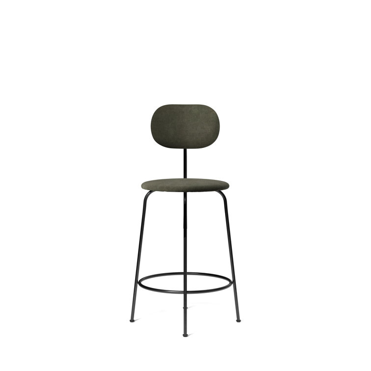 Afteroom Plus Dakar Black Genuine Leather Bar Chair with Steel Frame