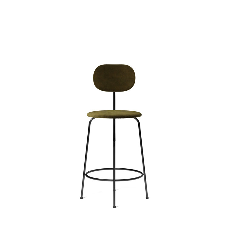 Afteroom Plus Dakar Black Genuine Leather Bar Chair with Steel Frame