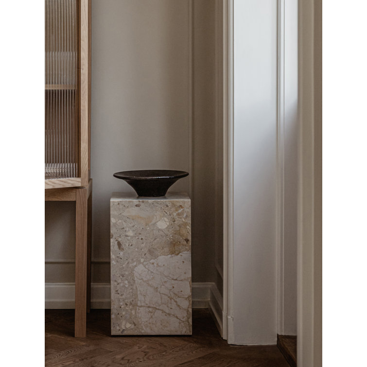 Kunis Breccia Marble Tall Rectangular End Table
