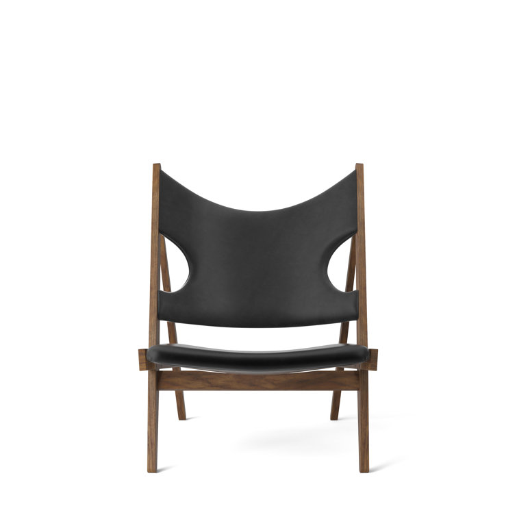 Walnut & Dakar Black Genuine Leather Knitting Lounge Chair