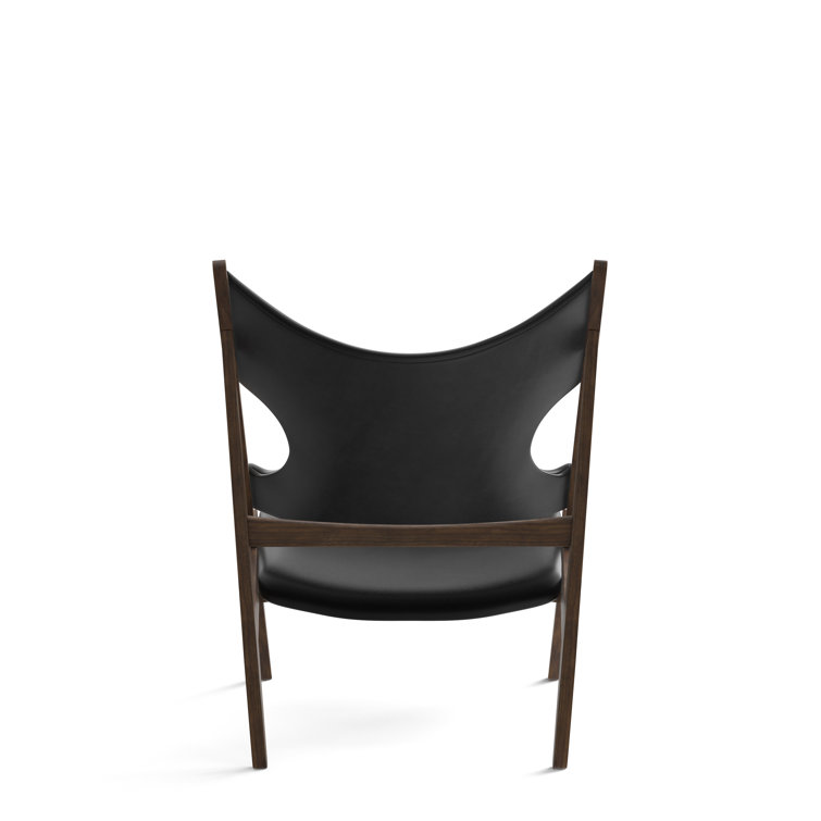 Walnut & Dakar Black Genuine Leather Knitting Lounge Chair