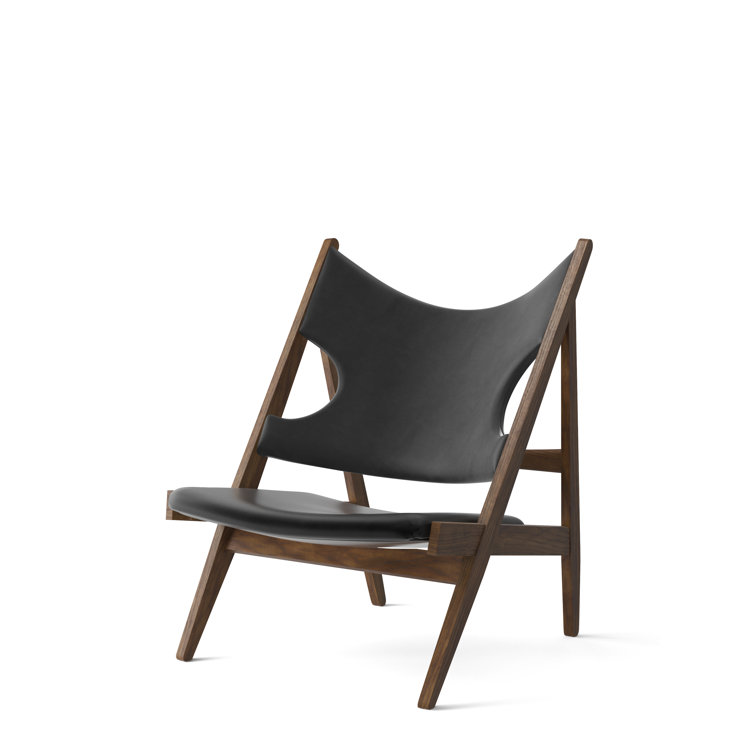 Walnut & Dakar Black Genuine Leather Knitting Lounge Chair
