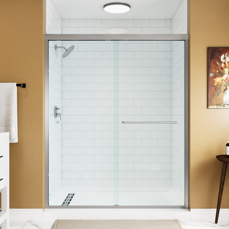 Oceanus 55"-59" Brushed Nickel Semi-Frameless Sliding Shower Door