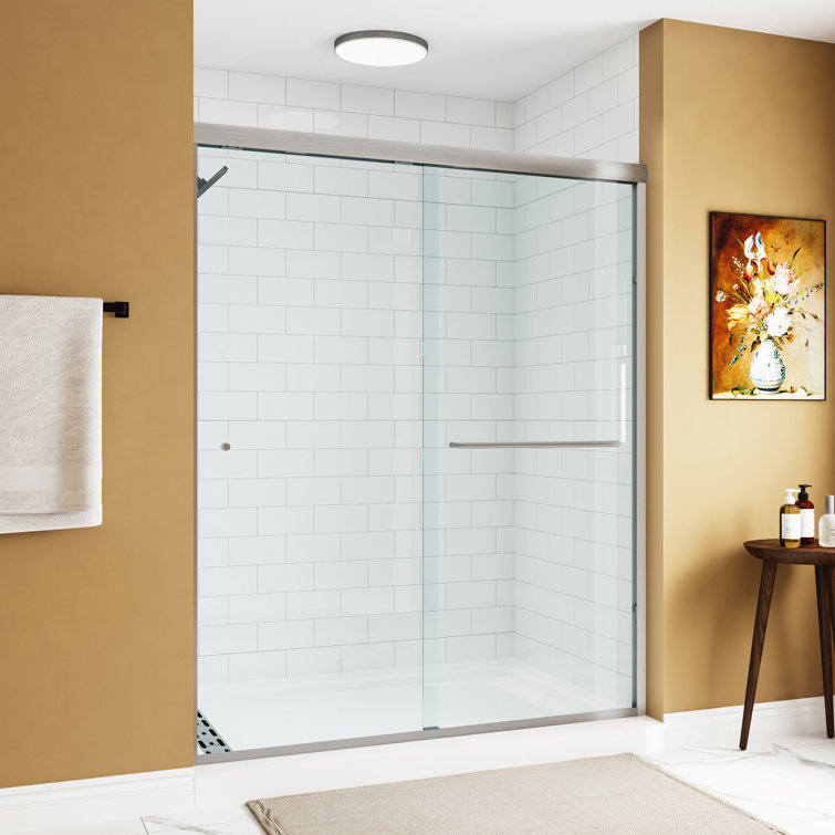 Oceanus 55"-59" Brushed Nickel Semi-Frameless Sliding Shower Door
